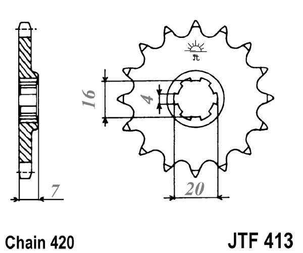 Řetězové kolečko JT JTF 413-12 12 zubů, 420