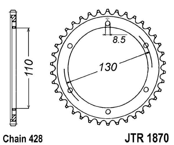 Řetězová rozeta JT JTR 1870-46 46 zubů, 428