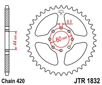 Řetězová rozeta JT JTR 1832-52 52 zubů, 420
