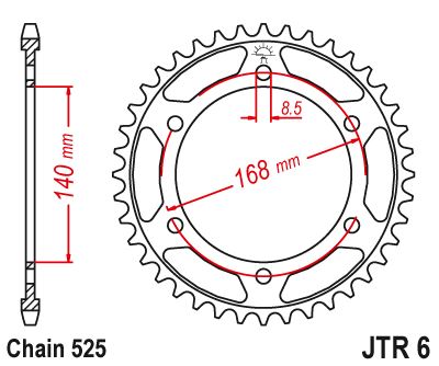Řetězová rozeta JT JTR 6-41 41 zubů, 525
