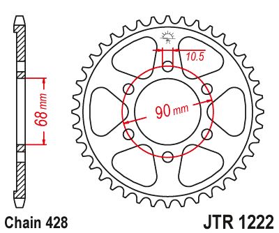 Řetězová rozeta JT JTR 1222-47 47 zubů, 428
