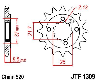 Řetězové kolečko JT JTF 1309-14 14 zubů, 520