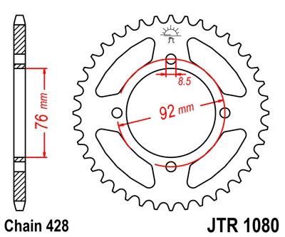 Řetězová rozeta JT JTR 1080-39 39 zubů, 428