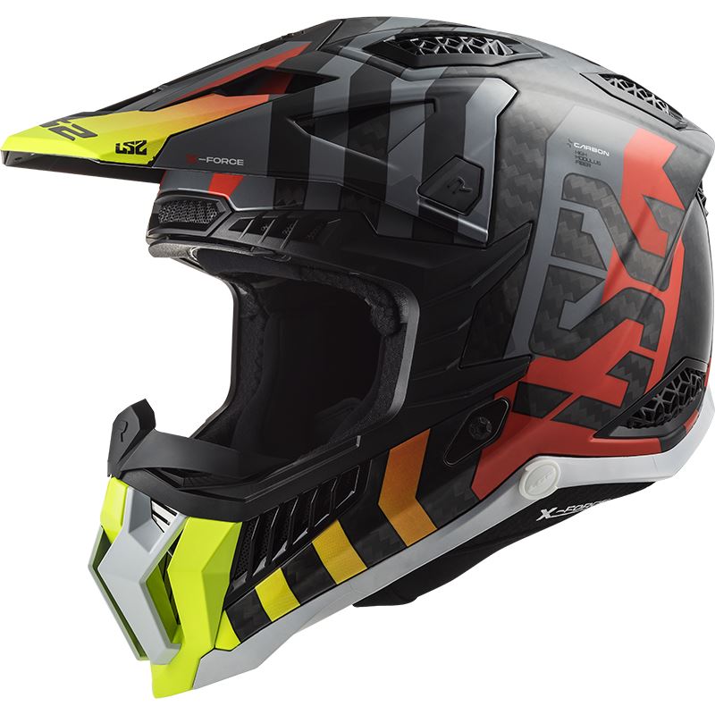 Enduro helma LS2 MX703 C X-FORCE BARRIER H-V YELLOW RED-06 L