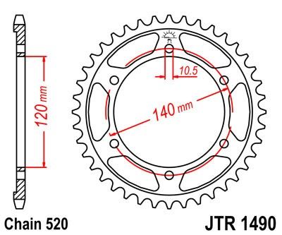 Řetězová rozeta JT JTR 1490-37 45 zubů, 520