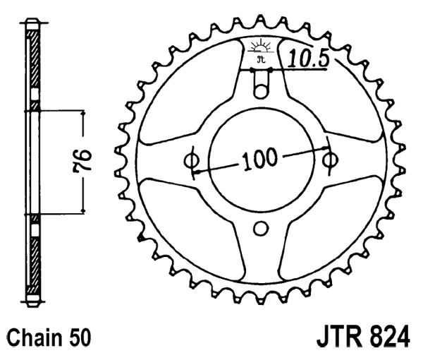 Řetězová rozeta JT JTR 824-46 46 zubů, 530