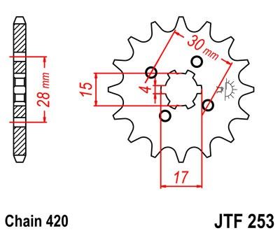 Řetězové kolečko JT JTF 253-17 17 zubů, 420