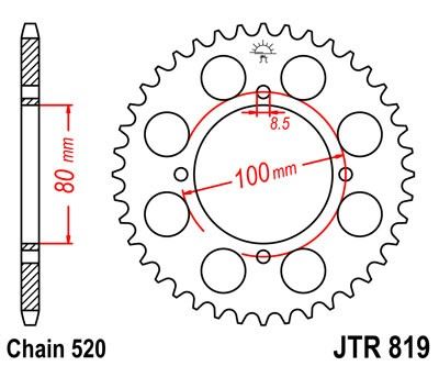 Řetězová rozeta JT JTR 819-37 37 zubů, 520