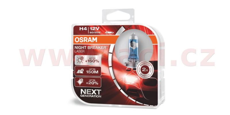 žárovky H4 60/55W (patice P43t) OSRAM NIGHT BREAKER® LASER  (2 ks v boxu)