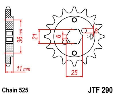 Řetězové kolečko JT JTF 290-14 14 zubů, 525