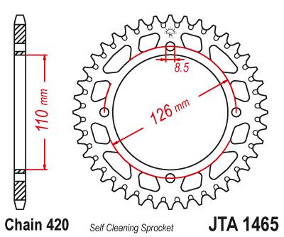 Hliníková řetězová rozeta JT JTA 1465-46BLK 46 zubů, 420 černá