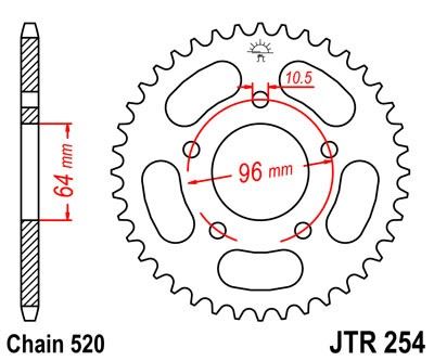 ocelová rozeta pro sekundární řetězy typu 520, JT - Anglie (41 zubů)