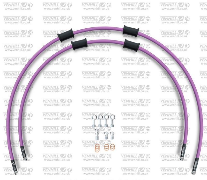 RACE Hadice přední brzdy sada Venhill POWERHOSEPLUS YAM-6015F-PU (2 hadice v sadě) fialové hadice, chromové koncovky