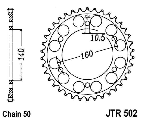 Řetězová rozeta JT JTR 502-45 45 zubů, 530