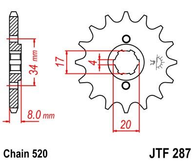 Řetězové kolečko JT JTF 287-13 13 zubů, 520