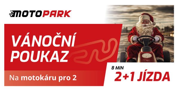 Vánoční poukaz MOTOPARK na 2+1 jízdu v motokáře pro 2