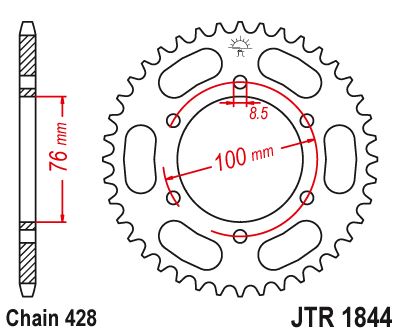 Řetězová rozeta JT JTR 1844-48 48 zubů, 428