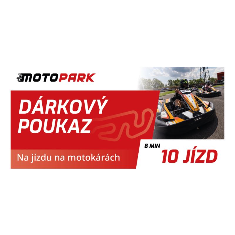 Dárkový poukaz MOTOPARK na 10 jízd v motokáře (8 MINUT)