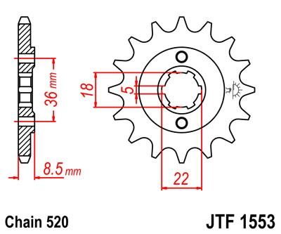 Řetězové kolečko JT JTF 1553-15 15 zubů, 520