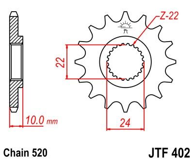 Řetězové kolečko JT JTF 402-14 14 zubů, 520