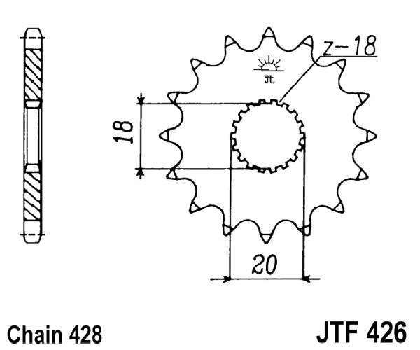 Řetězové kolečko JT JTF 426-14 14 zubů, 428