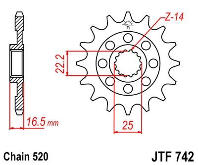 Řetězové kolečko JT JTF 742-15 15 zubů, 520