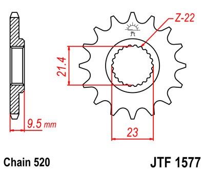 Řetězové kolečko JT JTF 1577-15 15 zubů, 520