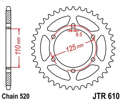 Řetězová rozeta JT JTR 610-51 51 zubů, 520
