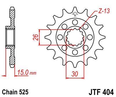 Řetězové kolečko JT JTF 404-17RB 17 zubů, 525 pogumované