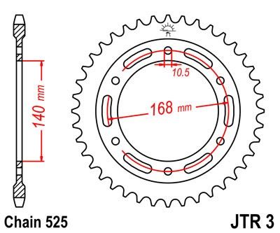 Řetězová rozeta JT JTR 3-42 42 zubů, 525