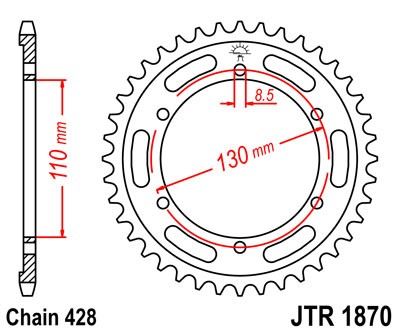 Řetězová rozeta JT JTR 1870-44 44 zubů, 428