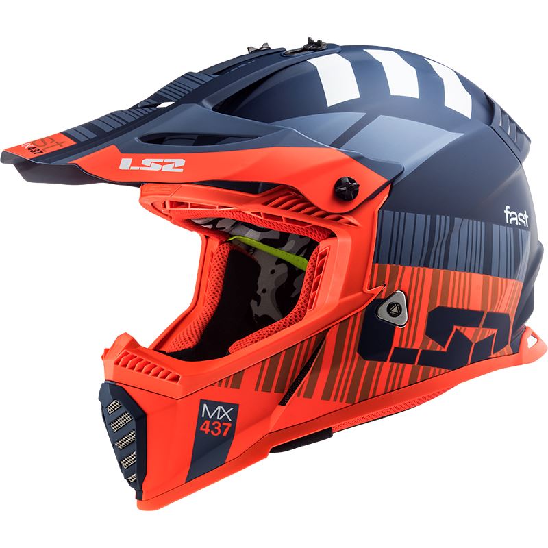 Enduro helma LS2 MX437 FAST EVO XCODE MATT FL.ORANGE BLUE