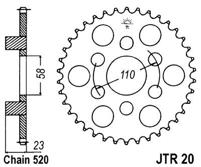 Řetězová rozeta JT JTR 20-41 41 zubů, 520