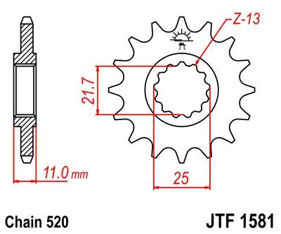 Řetězové kolečko JT JTF 1581-17 17 zubů, 520