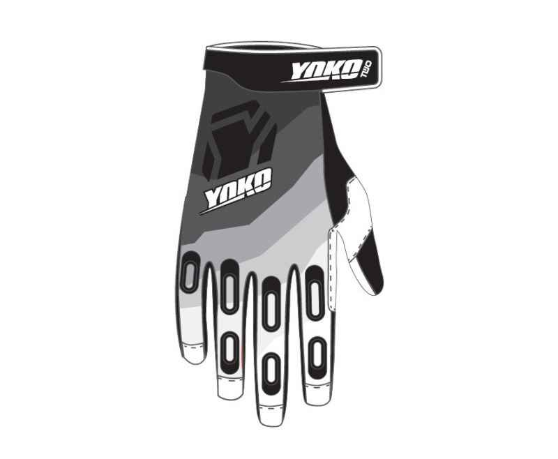 Motokrosové rukavice YOKO TWO černo/bílo/šedé