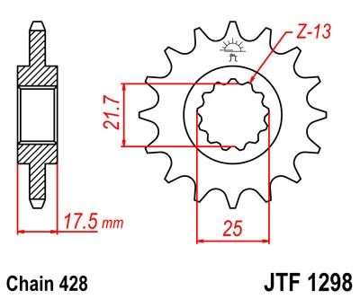 Řetězové kolečko JT JTF 1298-17 17 zubů, 428