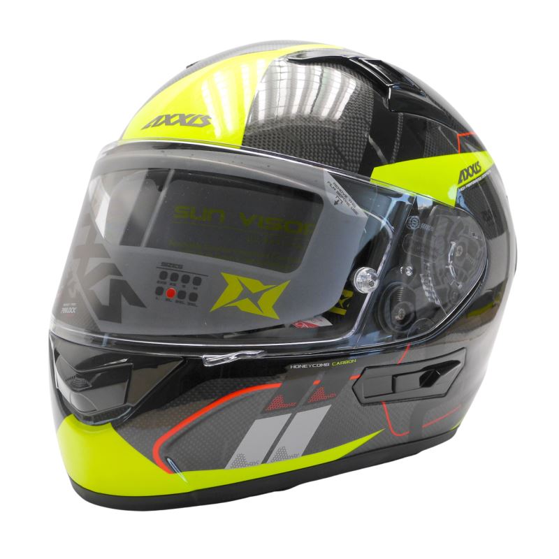 Integrální helma AXXIS Racer GP Carbon SV Spike A3 Gloss Fluor Yellow