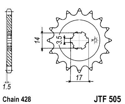 Řetězové kolečko JT JTF 505-15 15 zubů, 428