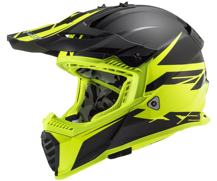 Enduro helma LS2 MX437 FAST EVO ROAR MATT BLACK HI-V YELLOW