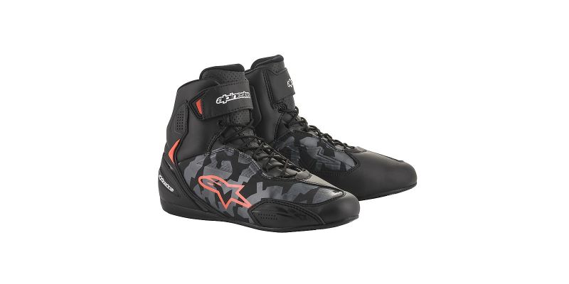 boty FASTER-3, ALPINESTARS (černá/šedá maskáčová/červená fluo)