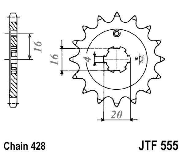 Řetězové kolečko JT JTF 555-14 14 zubů, 428