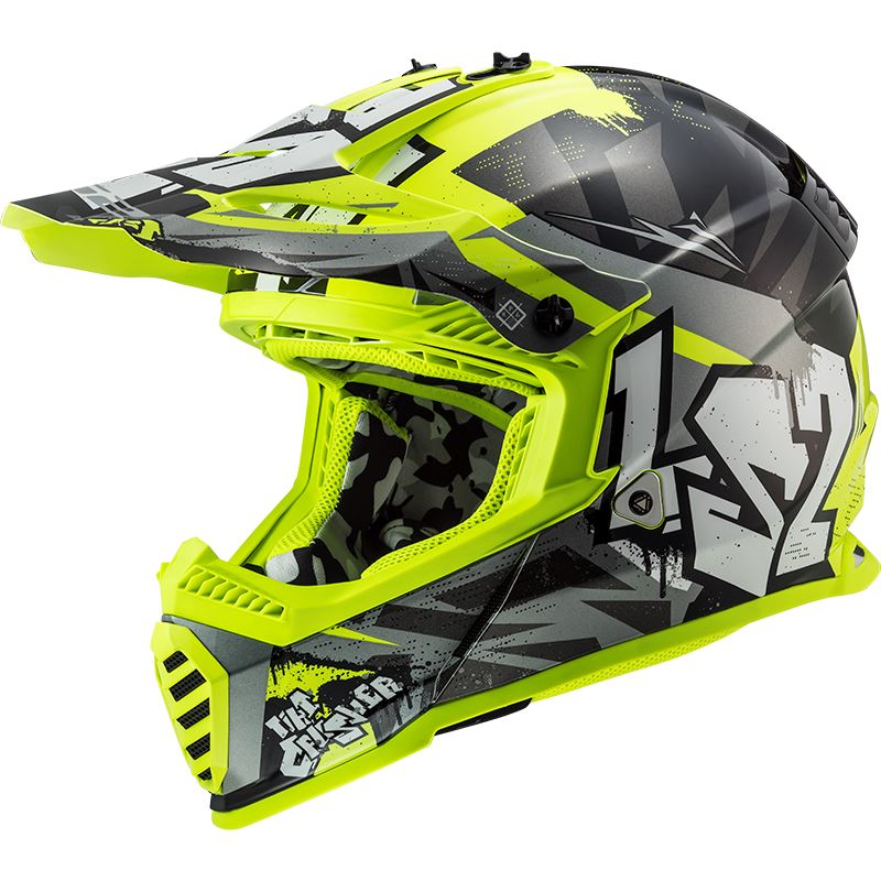 Enduro helma LS2 MX437 FAST EVO CRUSHER BLACK H-V YELLOW