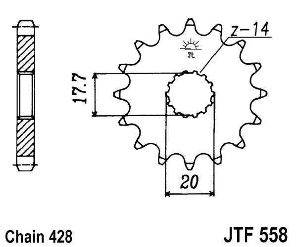 Řetězové kolečko JT JTF 558-17 17 zubů, 428