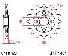 Řetězové kolečko JT JTF 1404-15 15 zubů, 520