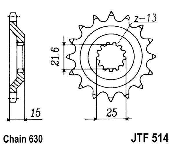 Řetězové kolečko JT JTF 514-15 15 zubů, 630
