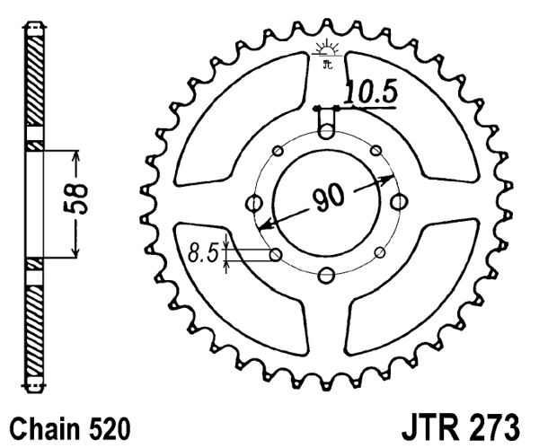 Řetězová rozeta JT JTR 273-42 42 zubů, 520