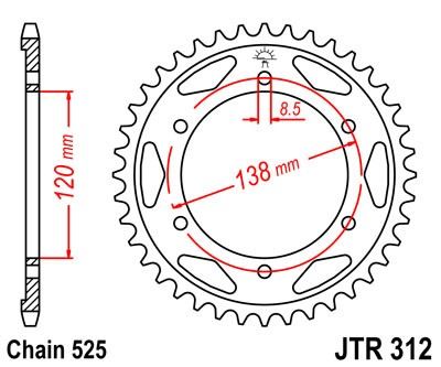 Řetězová rozeta JT JTR 312-40 40 zubů, 525