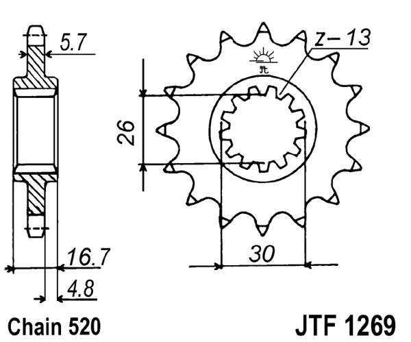 Řetězové kolečko JT JTF 1269-15 15 zubů, 520