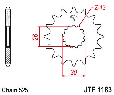 Řetězové kolečko JT JTF 1183-18RB 18 zubů, 525 pogumované