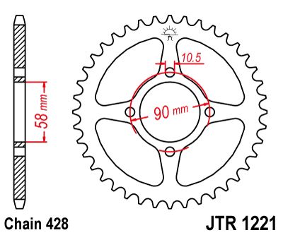 Řetězová rozeta JT JTR 1221-44 44 zubů, 428